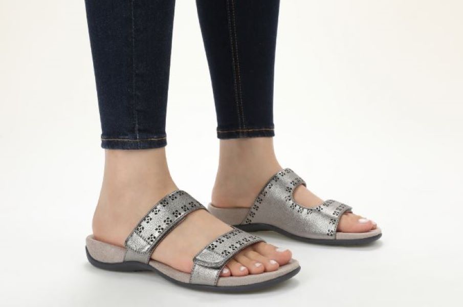 Vionic Pewter Nakia Womens Slide Sandals NAKIA-PEWTER