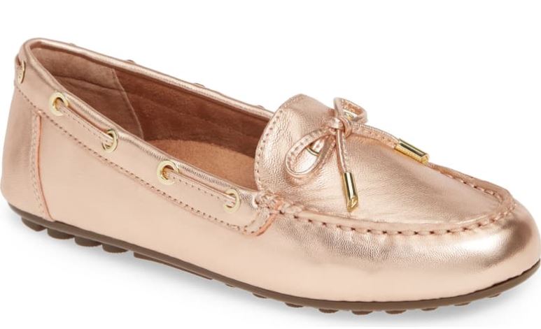 Vionic Rose Gold Virginia Womens Moccasin Flats