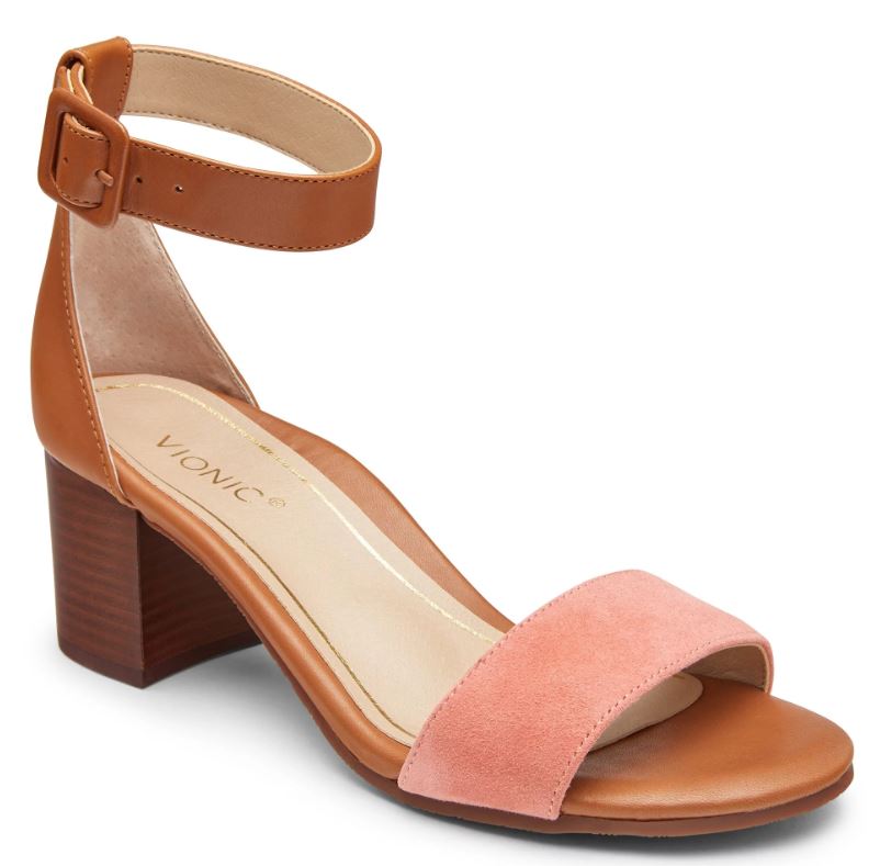 Vionic Rosie Coral Womens Block Heeled Sandals