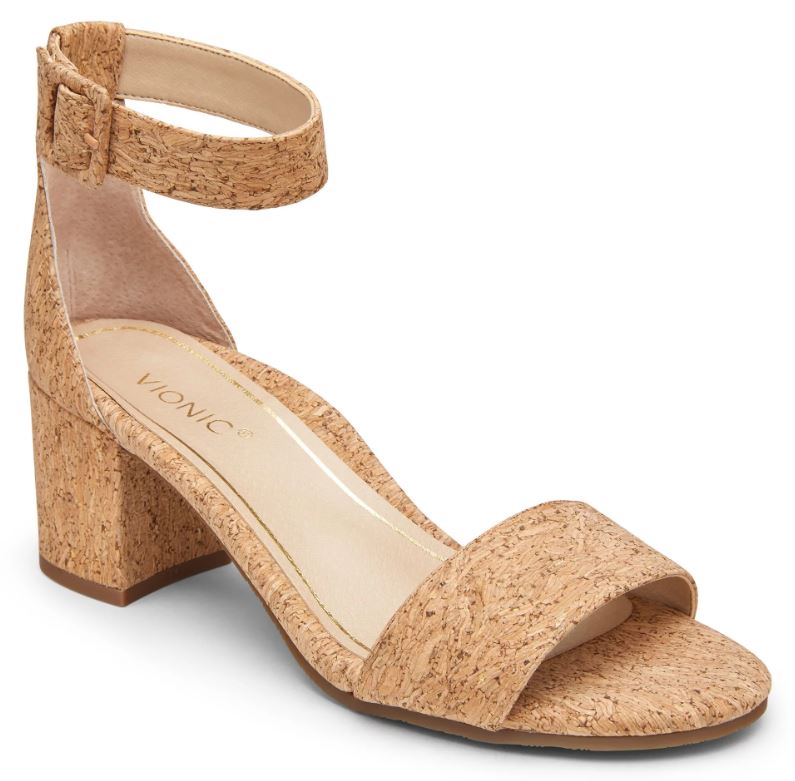 Vionic Rosie Cork Womens Block Heeled Sandals