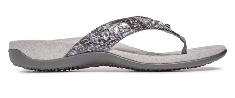 Vionic Slate Grey Snake Lucia Toe Post Womens Sandals