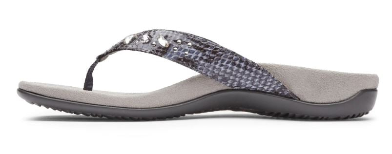 Vionic Slate Grey Snake Lucia Toe Post Womens Sandals