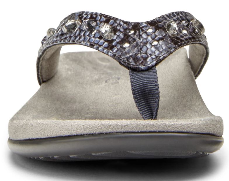 Vionic Slate Grey Snake Lucia Toe Post Womens Sandals