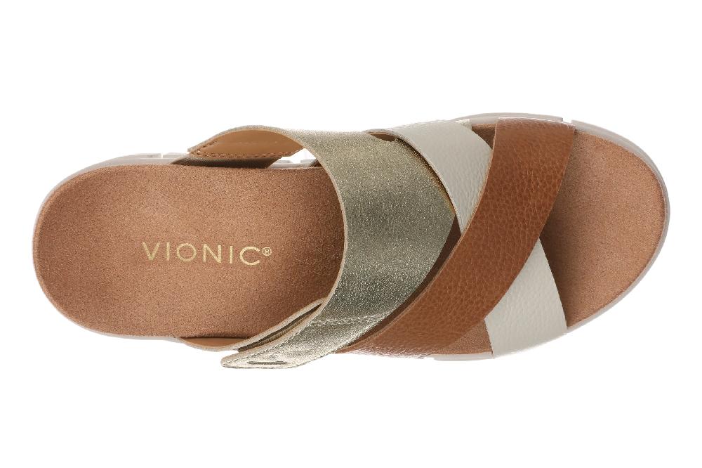 Vionic Tan/Gold Uptown Sunset Women's Wedge Sandals J31967202