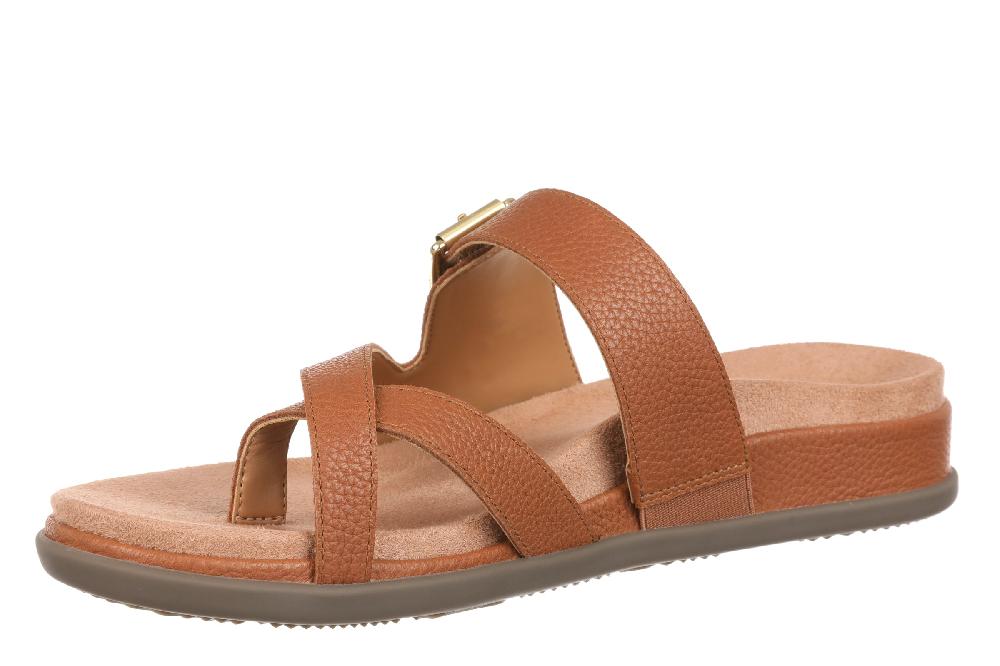 Vionic Tan Leather Carmela Women's Strappy Toe Loop Sandals CARMELA-200