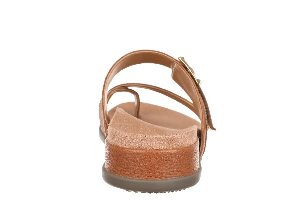 Vionic Tan Leather Carmela Women's Strappy Toe Loop Sandals CARMELA-200