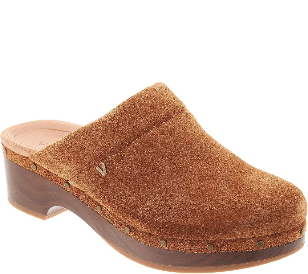 Vionic Toffee Kacie Suede Heeled Womens Clogs