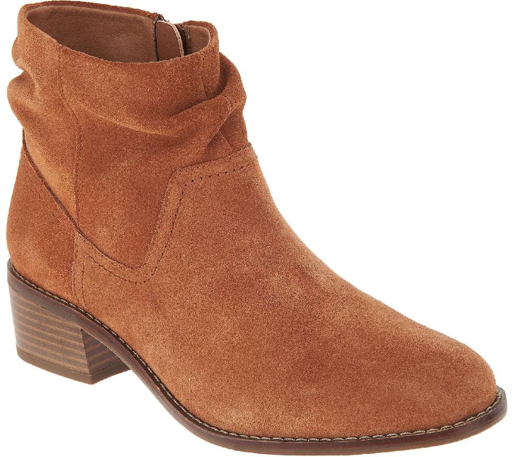 Vionic Toffee Kanela Womens Suede Slouch Ankle Boots