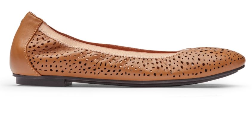 Vionic Toffee Robyn Womens Comfort Ballet Flats