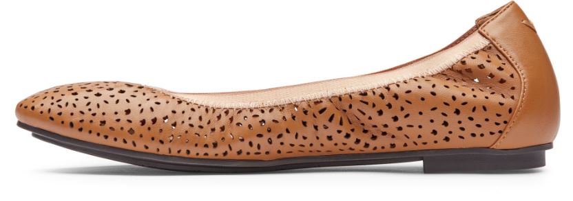 Vionic Toffee Robyn Womens Comfort Ballet Flats