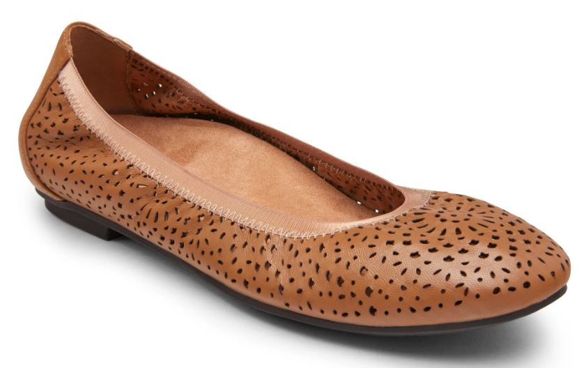 Vionic Toffee Robyn Womens Comfort Ballet Flats