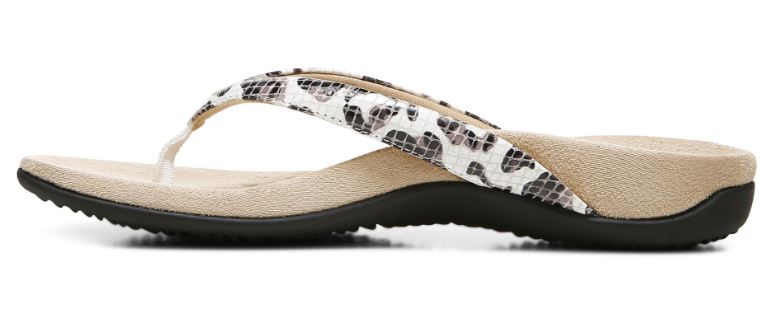 Vionic White Leopard Dillon Womens Toe Post Sandals