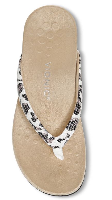 Vionic White Leopard Dillon Womens Toe Post Sandals