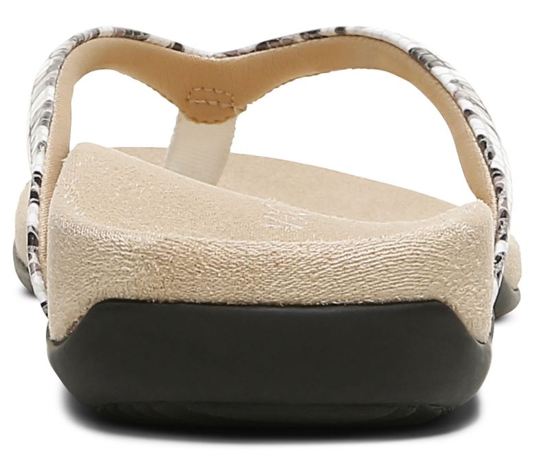 Vionic White Leopard Dillon Womens Toe Post Sandals