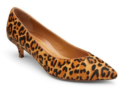 Vionic Women's Tan Leopard Josie Kitten Comfort Heel 389JOSIE
