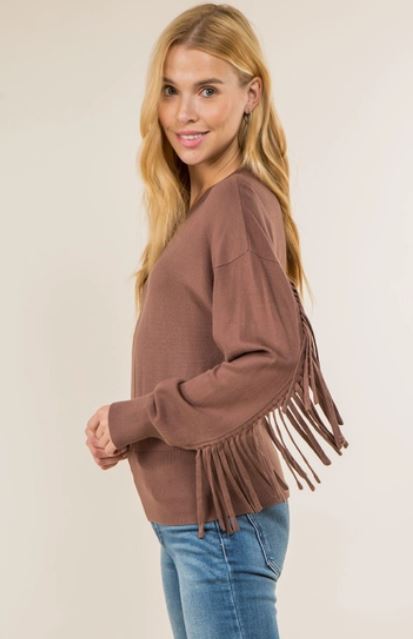 Vision Apparel Brown Fringe Womens Western Sweater T9390-BRN