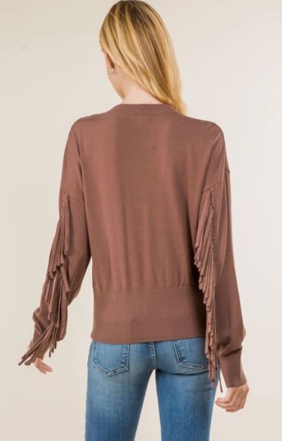 Vision Apparel Brown Fringe Womens Western Sweater T9390-BRN