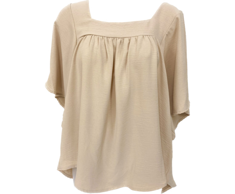 Vision Apparel Oatmeal Women's Flutter Sleeve Top T7315-OAT