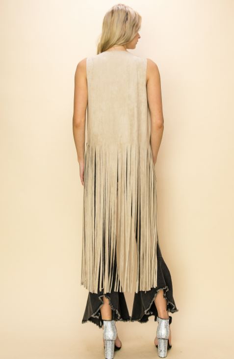 Vocal Apparel Cream Women's Long Fringe Vest 20247V-CREAM