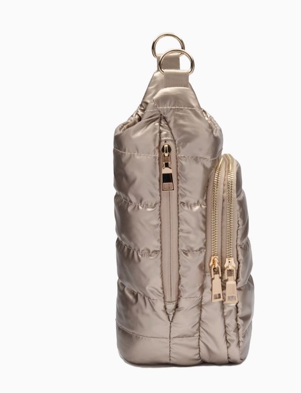 Wanderfull Hydrobag Handle- Gold Shiny With Stripe Strap WBB4GOSTRIPE