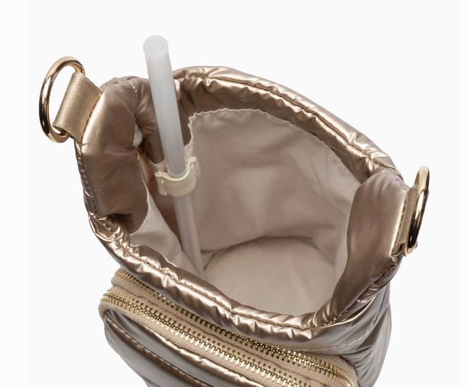 Wanderfull Hydrobag Handle- Gold Shiny With Stripe Strap WBB4GOSTRIPE