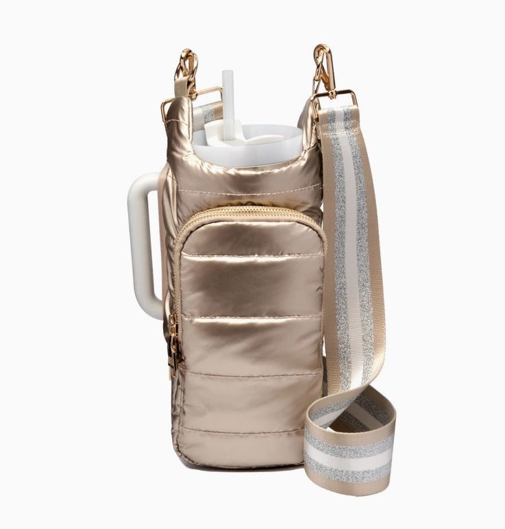 Wanderfull Hydrobag Handle- Gold Shiny with Stripe Strap WBB4GOSTRIPE