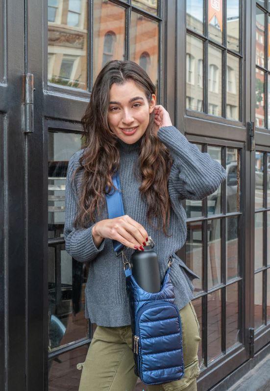 Wanderfull Navy Blue Shiny Hydrobag With Matching Solid Navy Strap WBB1NMSOLID