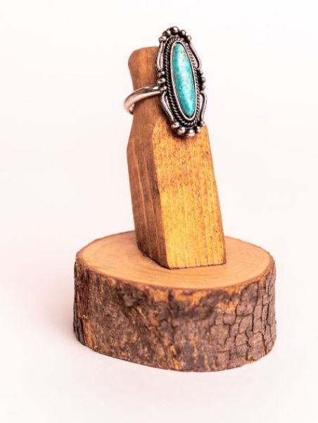 West and Co. Adjustable Burnish Silver Navajo Inspired Ring with Turquoise Stone R251