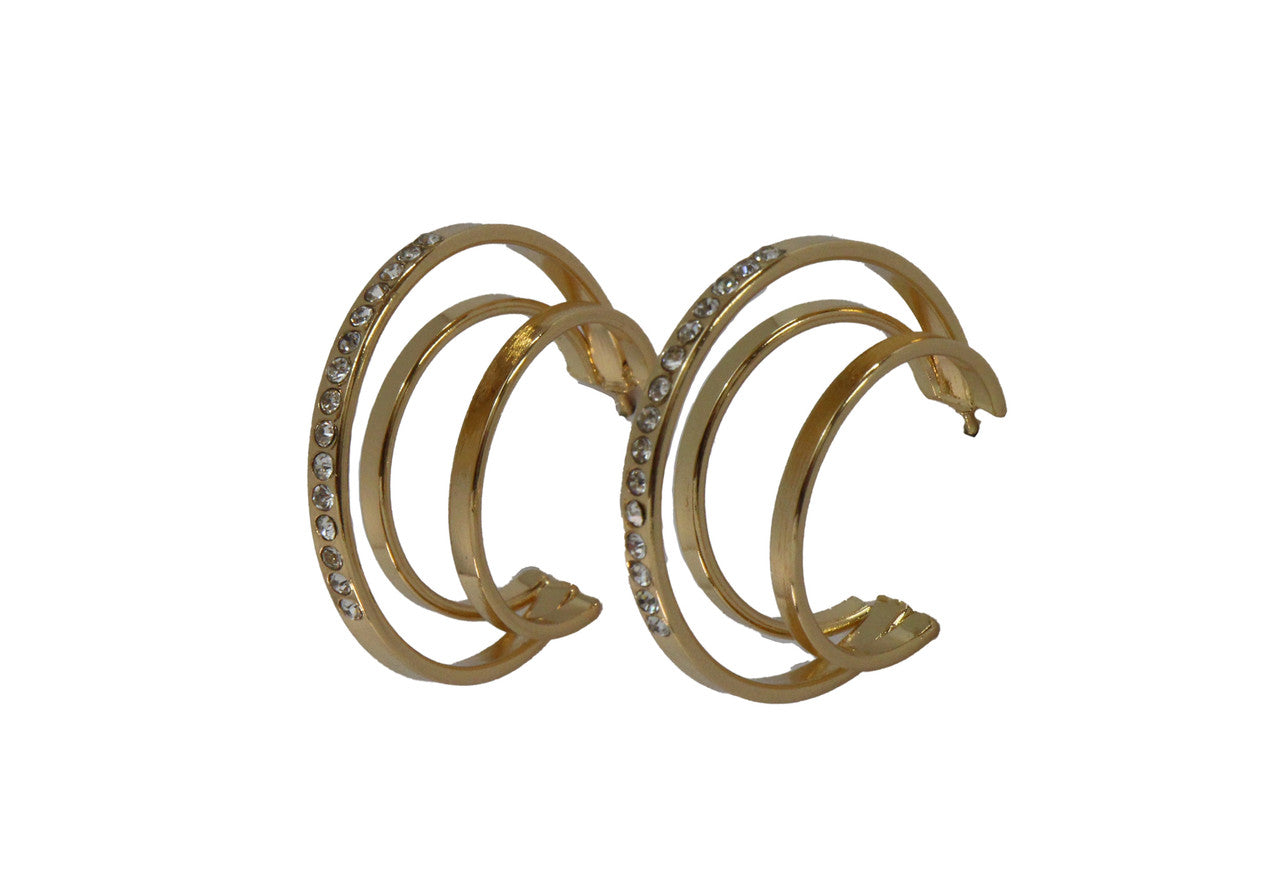 West and Co. Gold and Rhinestone 1 inch Multi Hoop Earrings E984G