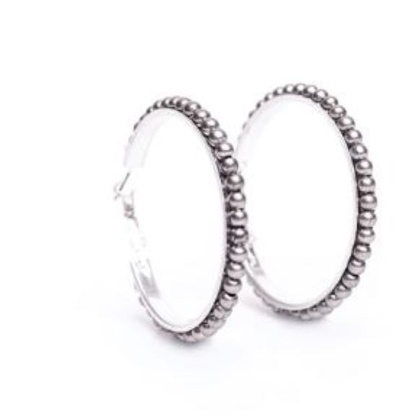 West and Co. Worn Silver Trimmed Hoop Earrings E516BS