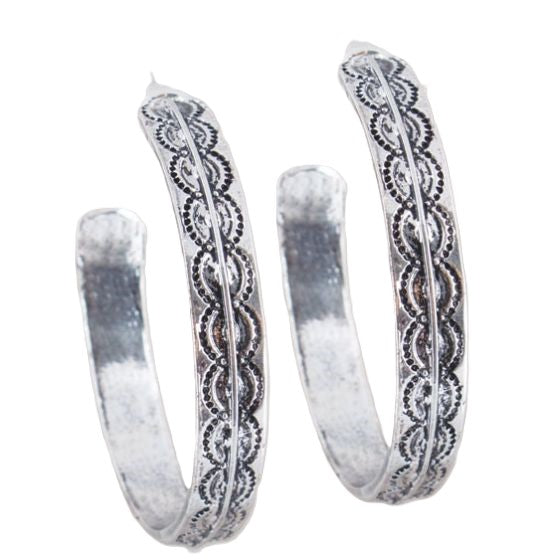 West & Co. Burnished Silver Tone Women's Hoop Earrings E586