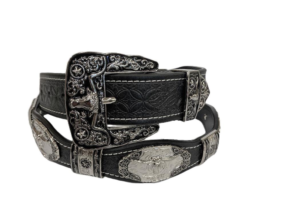 West Star Black Belt with Longhorn Conchos LONGHORN BK