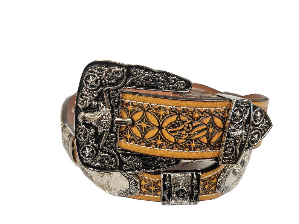 West Star Brown Rooster Concho Belt ROOSTER BR