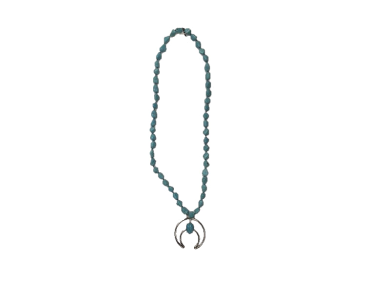 Western Elite Turquoise Necklace with Silver Cutout Emblem 1166