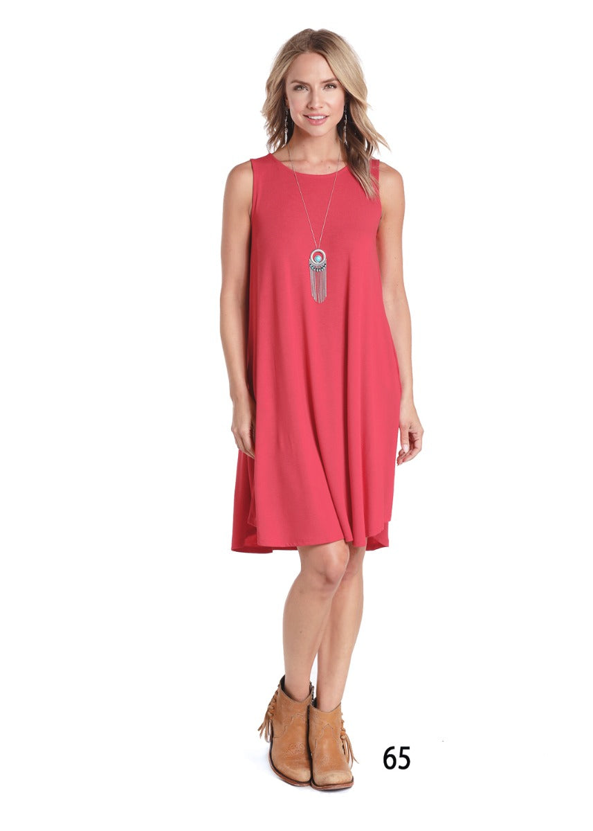 Westmoor Women's Red Sleeveless Knit Swing Dress w/ Side Seam Pockets L7D4320-65