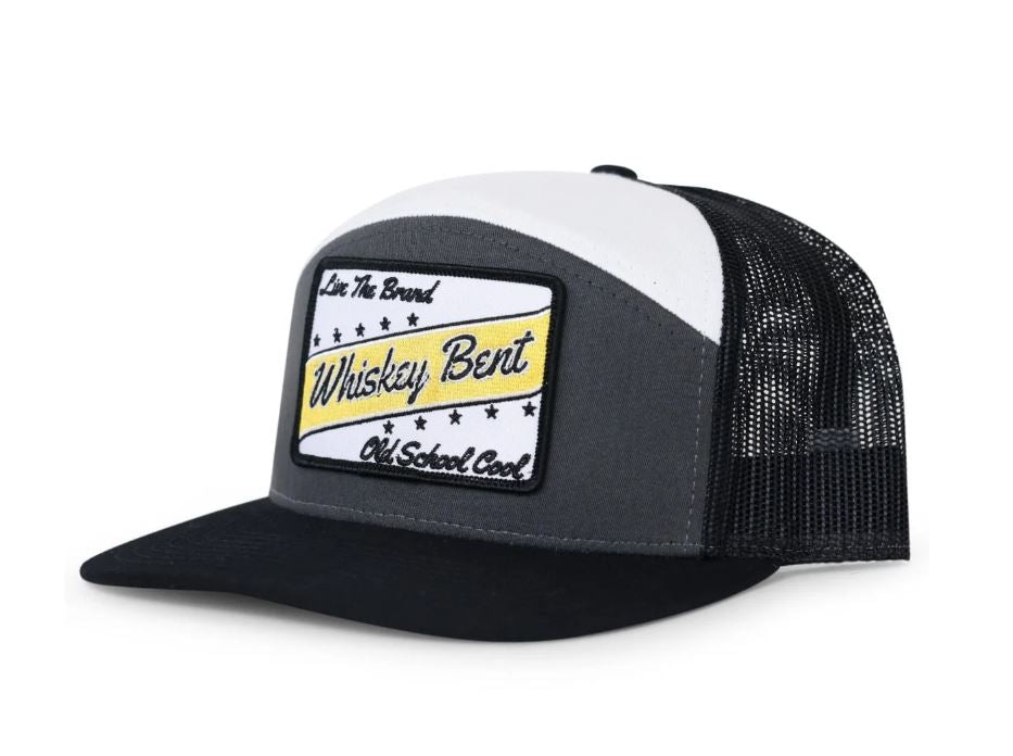 Whiskey Bent Hat Co. Grey Black White OSC 7 Panel Cap with Patch OSC 7 PANEL