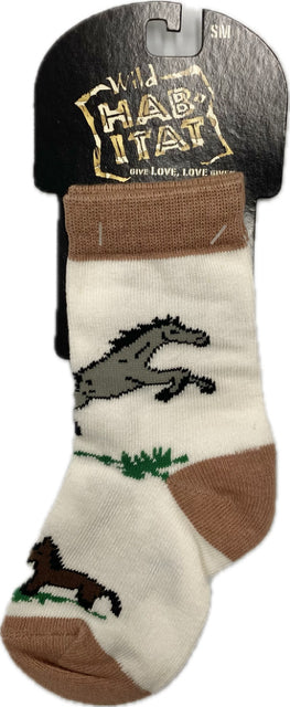 Wild Habitat White/Brown Horse Children's Socks HA02F053