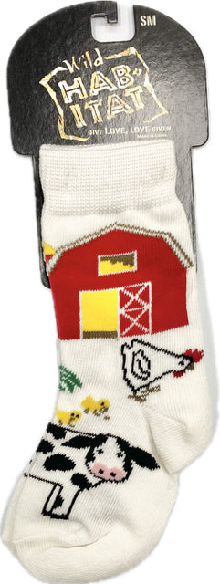 Wild Habitat White Farm Animals Children's Socks CB99D003