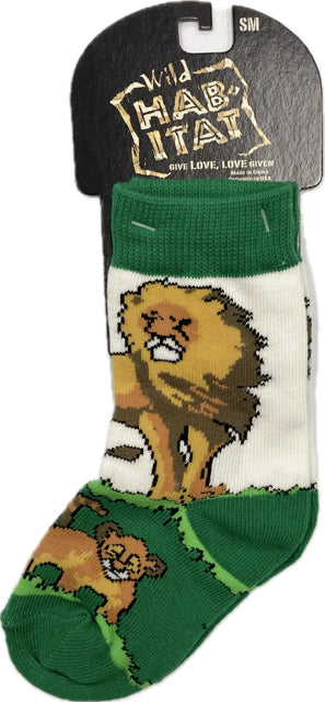 Wild Habitat White/Green Lion Children's Socks HA01F011