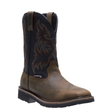 Wolverine Black/Brown Men's Rancher Waterproof Steel-Toe Wellington Work Boot W10765