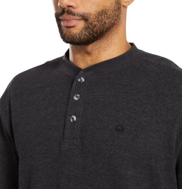 Wolverine Black Heather Mens Walden Longsleeve Thermal Henley Shirt W1202280-003
