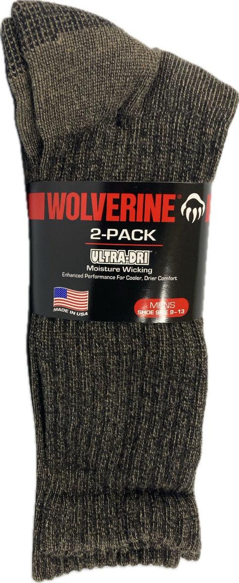 Wolverine Black Ultra-Dri 2 pack Men's Work/Boot Socks 72909-BLACK