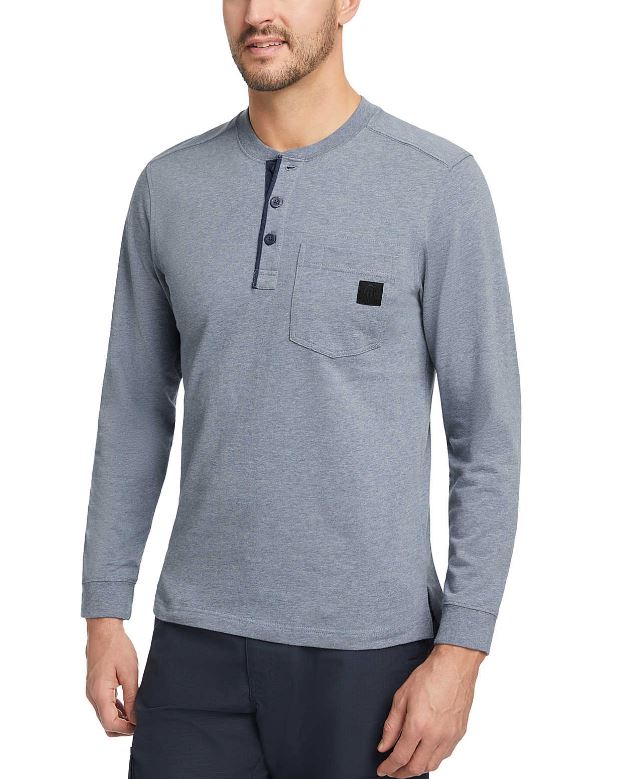 Wolverine Blue Heather Guardian Cotton Mens Long Sleeve Henley Shirt W1209290