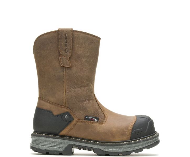 Wolverine Brown 11 Inch Pull-on Hellcat Ultraspring Waterproof Carbonmax Carbon Toe Mens Work Boots W211141