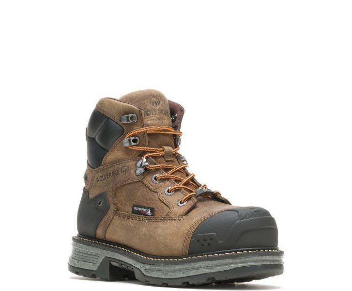 Wolverine Brown Hellcat Ultraspring Heavy Duty 6 Inch Carbonmax Waterproof Composite Toe Work Boot W211135