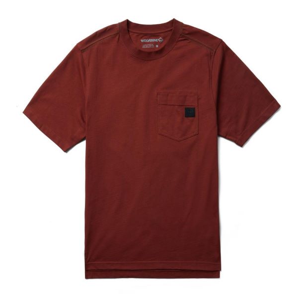 Wolverine Dark Brick Guardian Cotton Short Sleeve Men's Tee Shirt W1208120-624