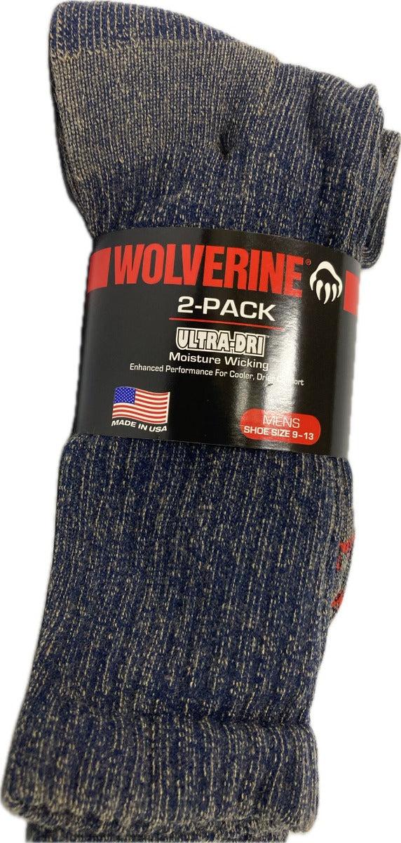 Wolverine Denim Ultra-Dri 2 Pack Men's Moisture Wicking Men's Socks 72909-DENIM