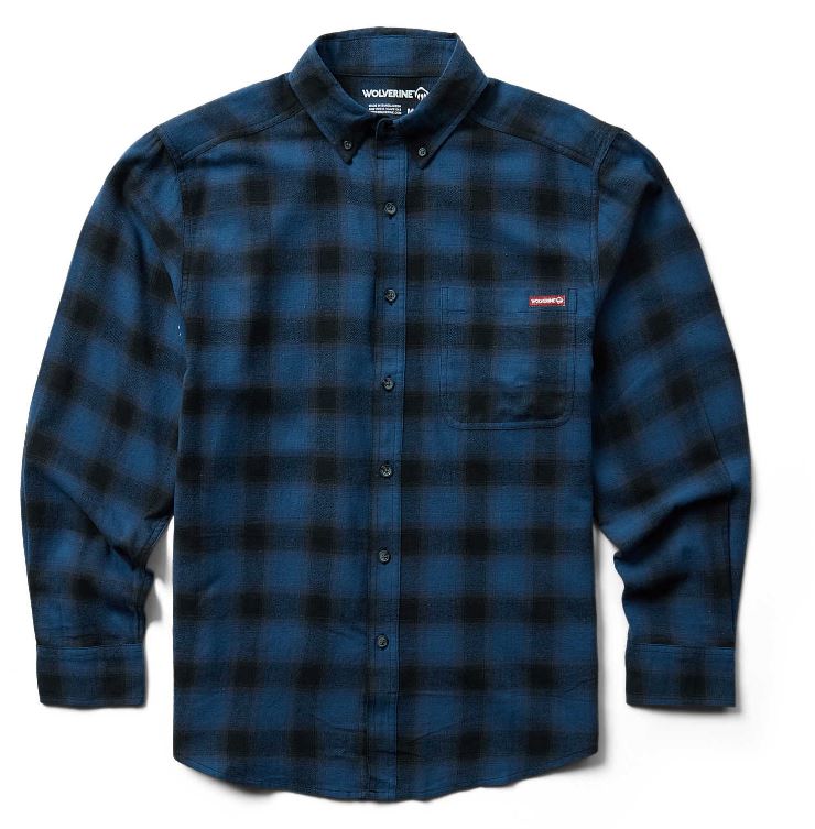 Wolverine Dusk Blue Plaid Mens Hastings Flannel Shirt W1211540