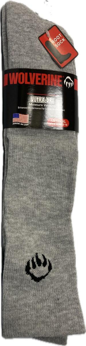 Wolverine Grey Ultra-Dri Over the Calf Men's Moisture Wicking Boot Socks 8405-GREY