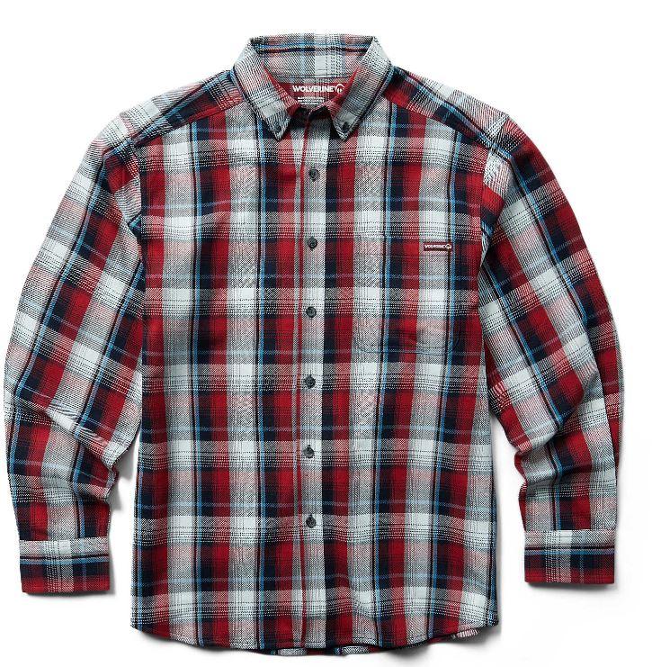 Wolverine Red Navy Plaid Mens Hastings Flannel Shirt W1211540